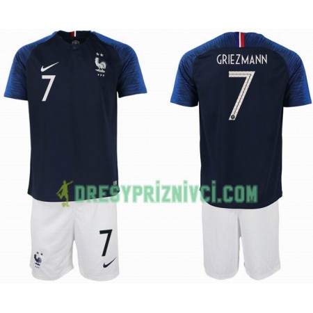 Fotbalový Komplet Francie GRIEZMANN 7 2 star Dětské Domácí MS 2018 Krátký Rukáv (+ trenýrky)